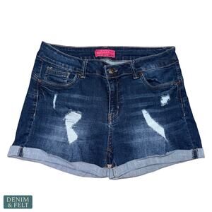 Wax Jean Dark Wash Denim Shorts Cuffed Hem Clean Girl Minimal Casual Summer